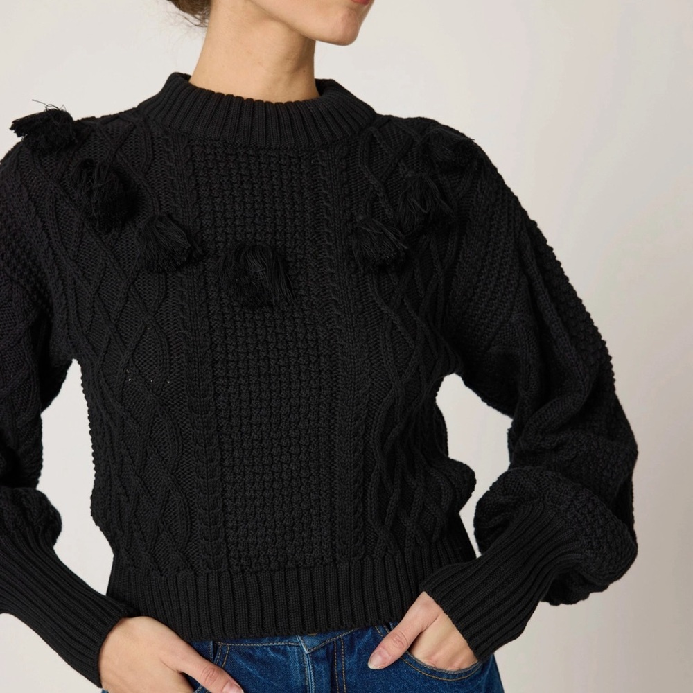 NWT Cleobella Bettina Black Textured Knit Sweater